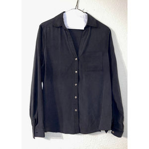Investments Black Button Up Shirt 100% Silk